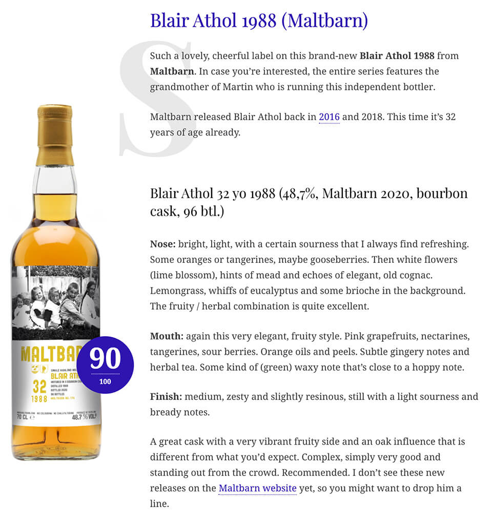 WhiskyNotes Maltbarn Blair Athol