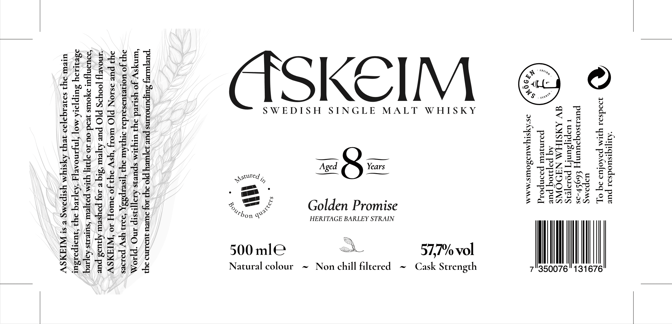 Smögen Askeim 8yo Golden Promise Bourbon Quarter 57.7%:圖片 2