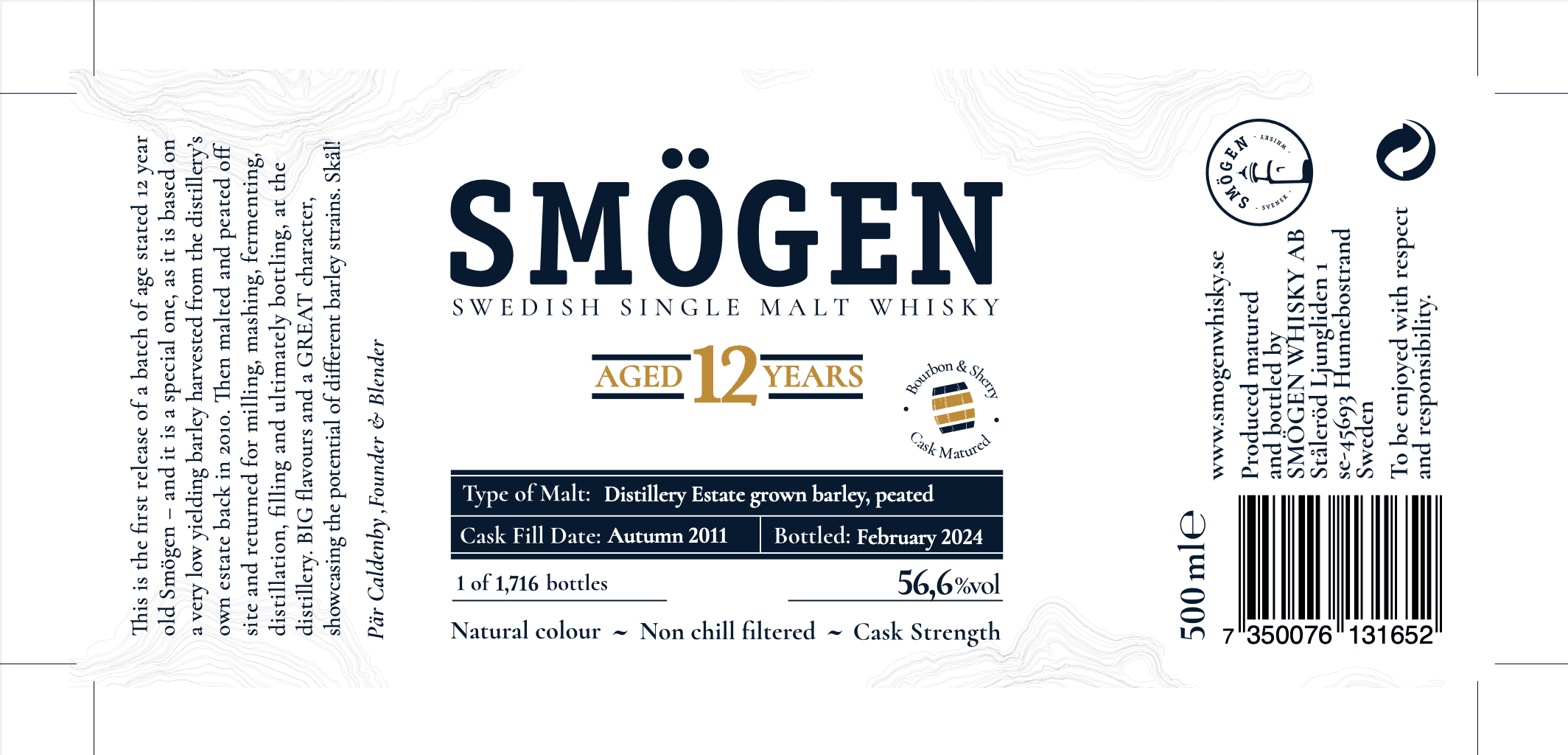 Smögen 12 yo Distillery Estate grown barley 2011 Bourbon & Sherry 56.6%:圖片 2