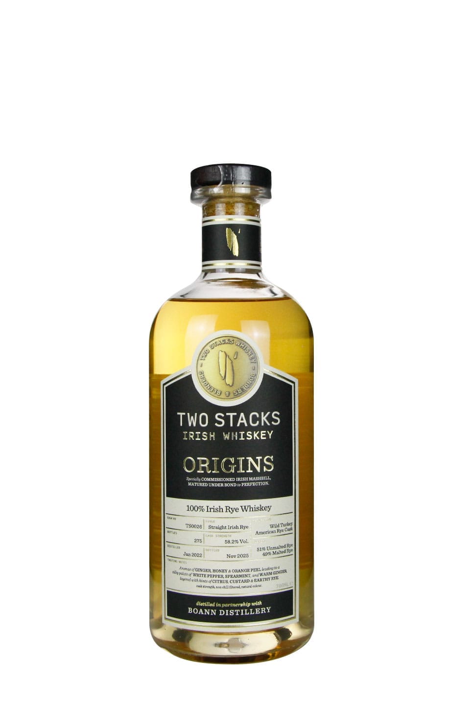 Two Stacks Boann Irish Rye Whiskey 2022 Wild Turkey American Rye Cask 58.2%