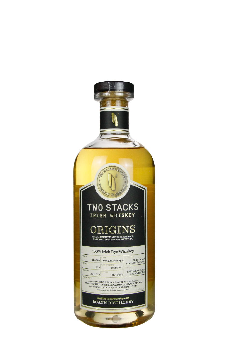 Two Stacks Boann Irish Rye Whiskey 2022 Wild Turkey American Rye Cask 58.2%
